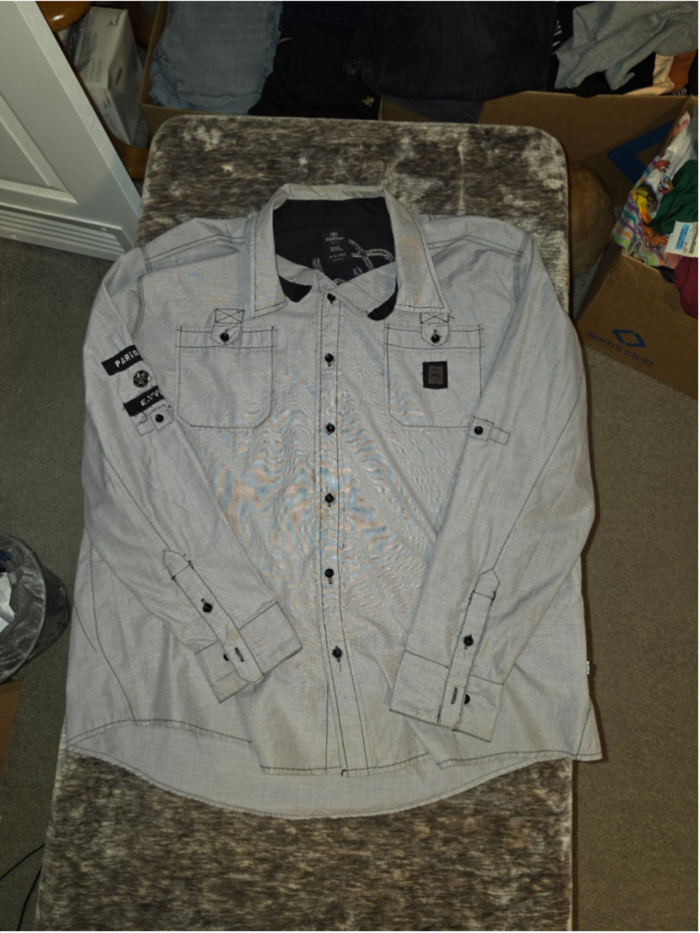 Parish E.VVI Men’s 3XL Victory Forever Shirt Y2K Hip Hop Embroidered Button Up